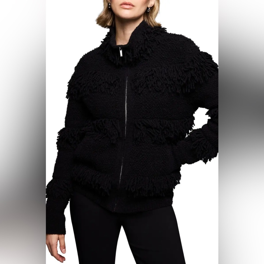 NIC+ZOE GOLD LABEL PLACED FRINGE JACKET M